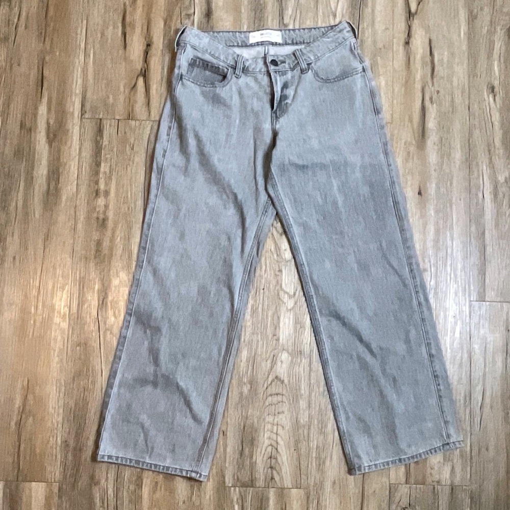 Hollister Low-Rise Baggy Jeans Womens 6R W28 Grey Wide Leg Denim Pants